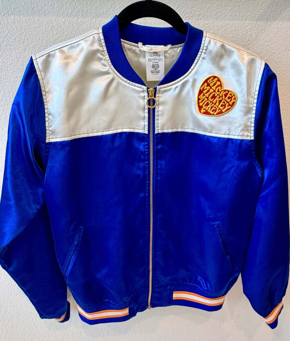 Disney Mickey Mouse Sunburst Satin Bomber Jacket Blue Size XS